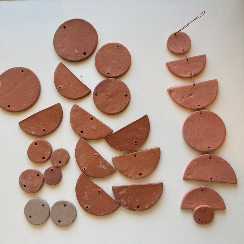 Handmade Terracotta Clay Wall Hanging DIY Components Boho Geometric Moon Phase